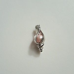 Conch shell Pearl cage pendant